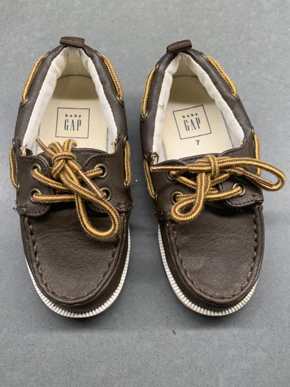 Baby Gap Brown Boat Shoes Toddler Size 7 Classic Preppy Lace-Up